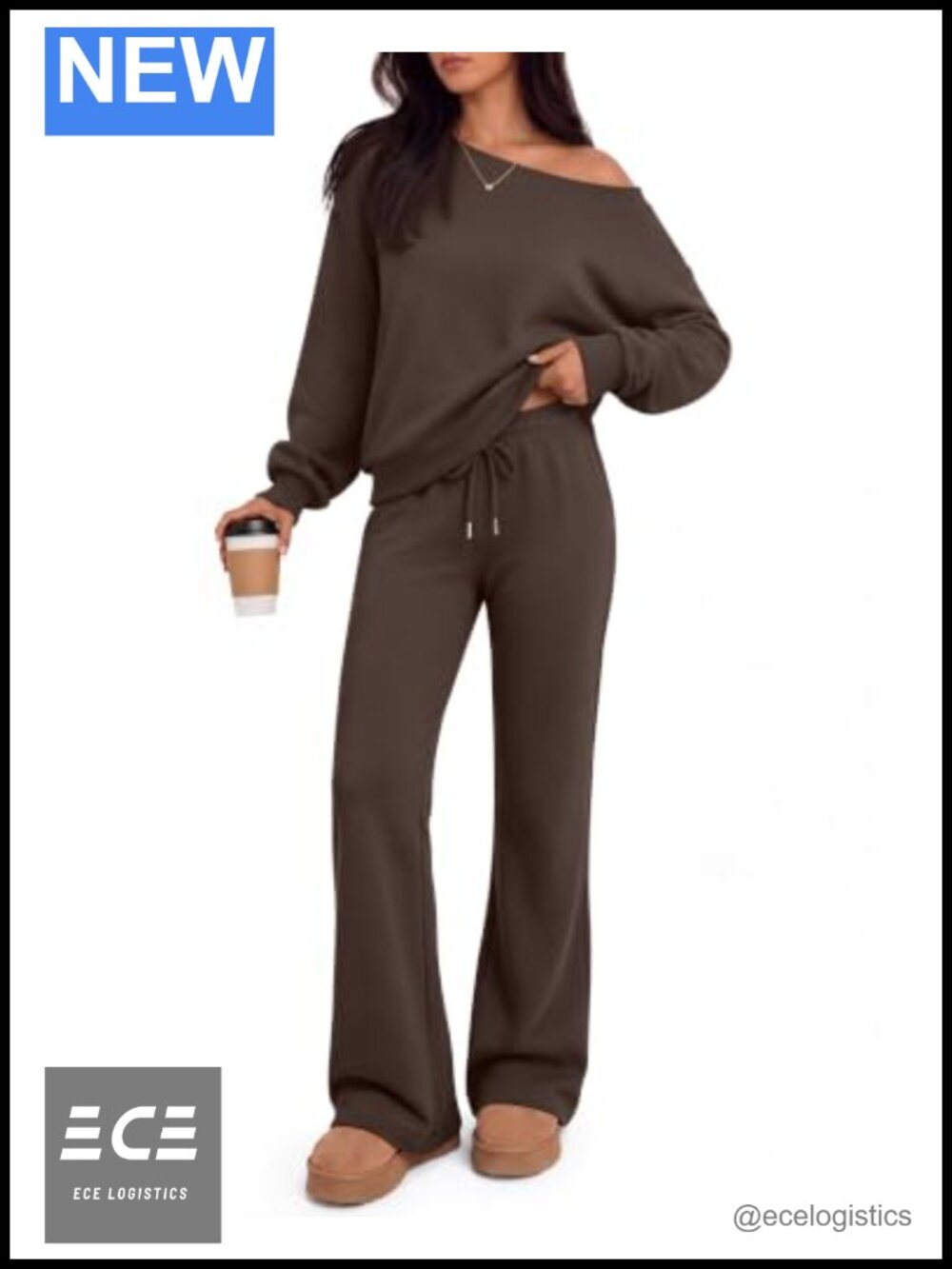 Women 2 Piece Lounge Set Off Shoulder Sweatshirt Flare Wide Leg Sweatpants